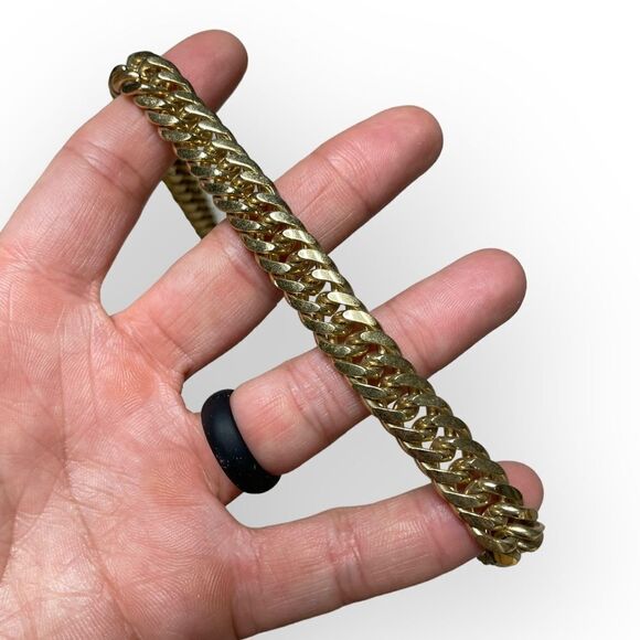 GIVENCHY Signed Necklace Curb Links Double G Clasp Vintage 1980s Designer - Picture 2 of 11